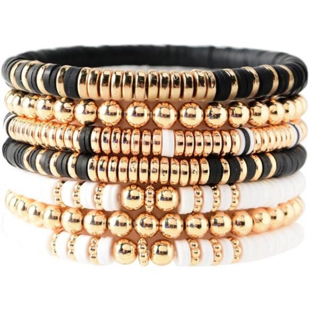 Bohemian Stackable Gold Beaded Stretch Bracelets